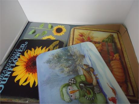 Lot Of Decorative Cutting Boards & Metal Rack