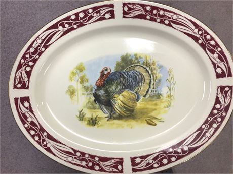 Nice Turkey Serving Platter & Salt, Pepper Shakers. Porcelain