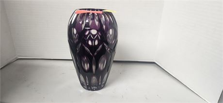 Vintage Crystal Cut Purple Vase