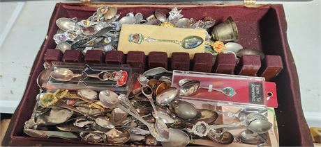 Collectors spoons with storage box