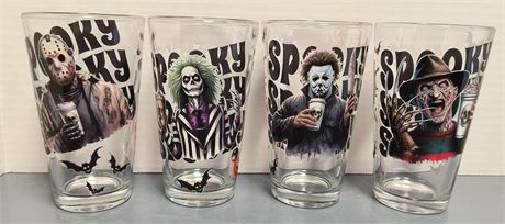 4 Custom Made Horror Drinking Glasses