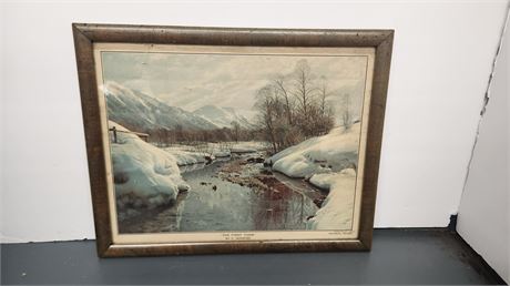 "The First Thaw" By P. Monsted Framed Artwork