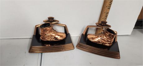 Brass Baby Shoes Bookends