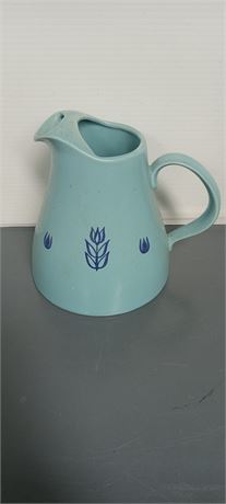Vintage Cronin Pottery Blue Tulip Water Juice Pitcher Danish Blue