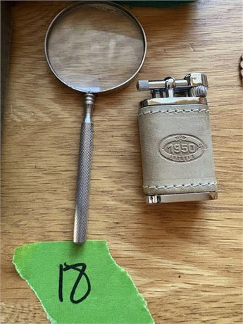 Vintage Magnifying Glass and Lighter