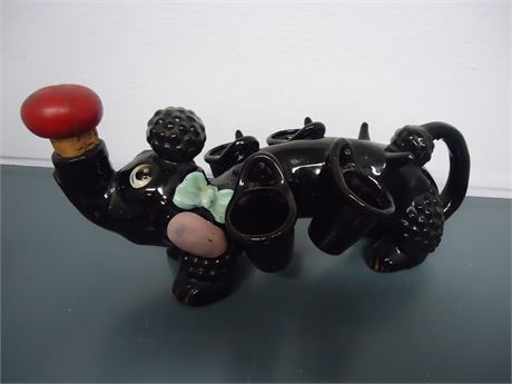 Vintage Poodle Decanter & Small Shot Glasses