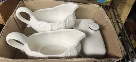 Cream & Sugar & Butter Dish