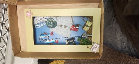 Wood Framed Fishing Wall Decor