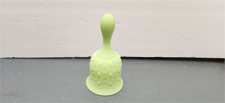 Mid-Century Fenton Uranium Satin Lime Green Glass Bell