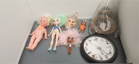Lot Of Toys & Cat Clock & Misc.