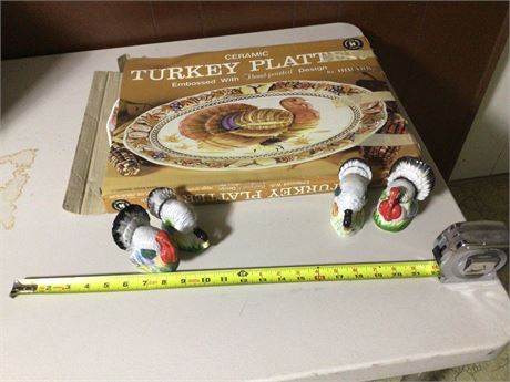Ceramic Turkey Platter and Salt & Pepper Shakers