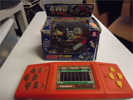 Tandy Handheld Football Game & 4WD Tip Lorry Toy Car