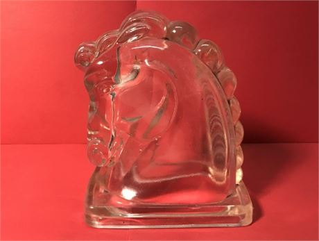 Vintage Glass Horse Head Bookend