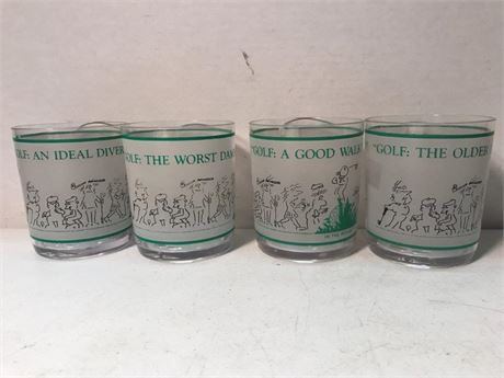 Set of 4 Funny Golf Cocktail Plastic Glasses