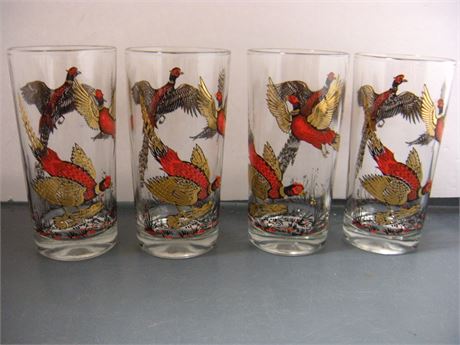 Ringneck Pheasant Vintage Drinking Glasses