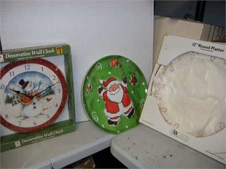 Christmas clock & plate