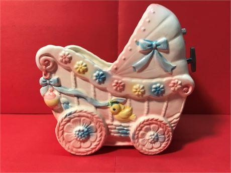 Vintage Rubens Ceramic Baby Carriage Music Planter