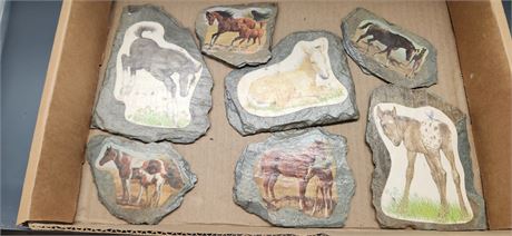 Small Pieces Of Slate With Horse Pictures On Them