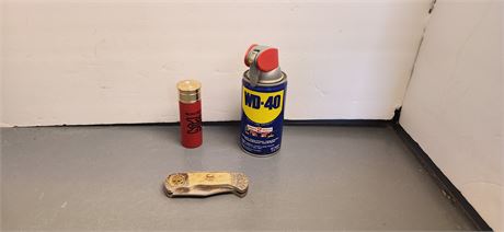 WD-40 & Wild Country Aftershave & Skull Pocket Knife