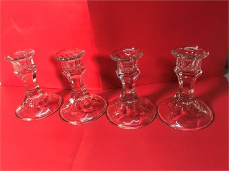4 Glass Candlestick Holders