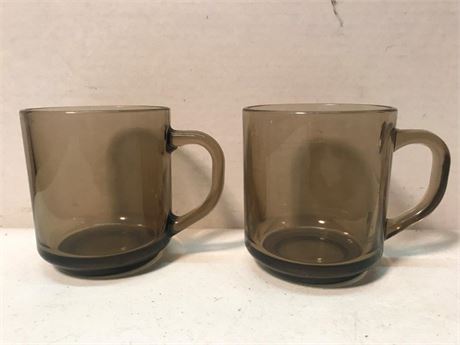 2 Arcoroc France Smoky Charcoal Grey Coffee Cups