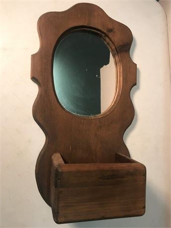 Hanging Wooden Mirror/Basket