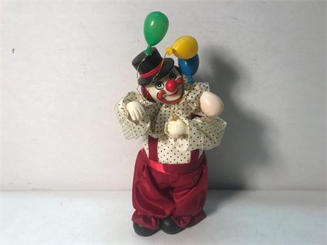 Awesome 10.5" Clown Music Box Porcelain & Plastic
