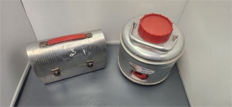 Vintage Metal Lunch Box & Vintage Aluminum Cooler
