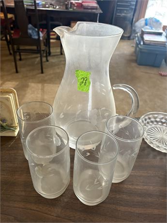 Glass Pitcher and Glasses