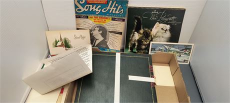 Vintage Christmas Cards & Album Of Vintage Magazine Cutout Pictures & Misc.