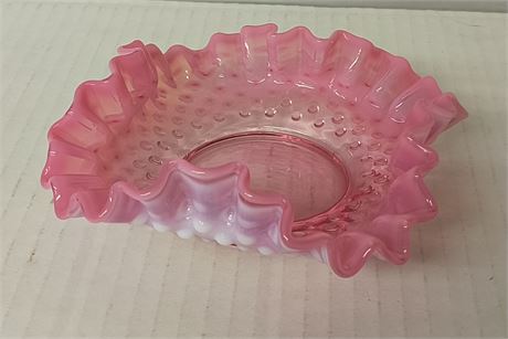 Fenton Cranberry Opalescent Hobnail Dish