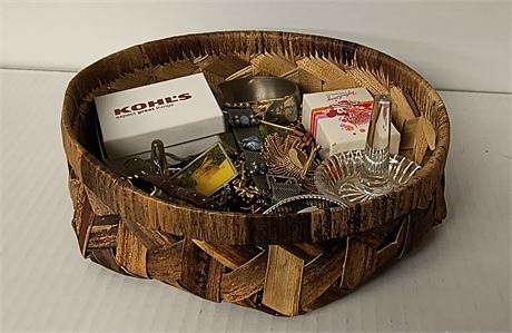 Basket Of Jewelry & Watches