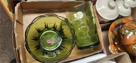 Lot Of Green Glassware