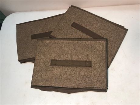 3 Brown Collapsible Storage Containers