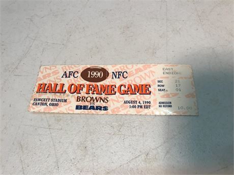 1990 AFC NFC NFL Hall of Fame Game Ticket