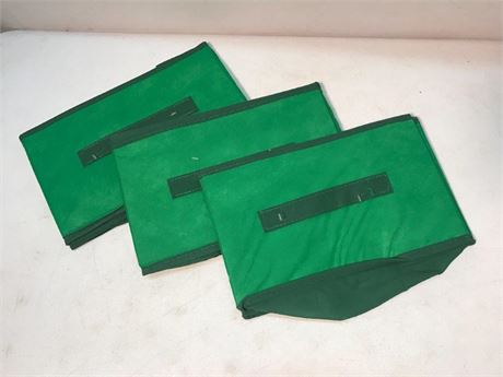 3 Green Collapsible Storage Containers