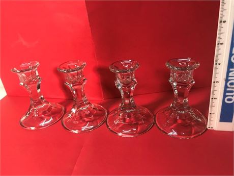 4 Glass Candlestick Holders