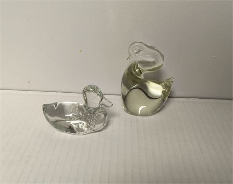 Glass Duck & Glass Swan Decorative Figurines