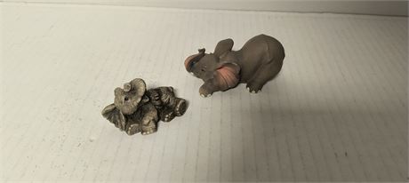 2 Small Elephant Statues