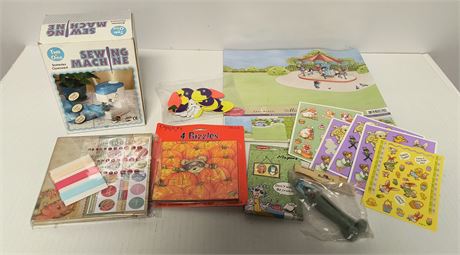 Variety Of Craft Items & 2-In-1 Battery Operated Sewing Machine