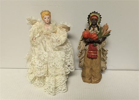 Carved Indian Statue & Angel