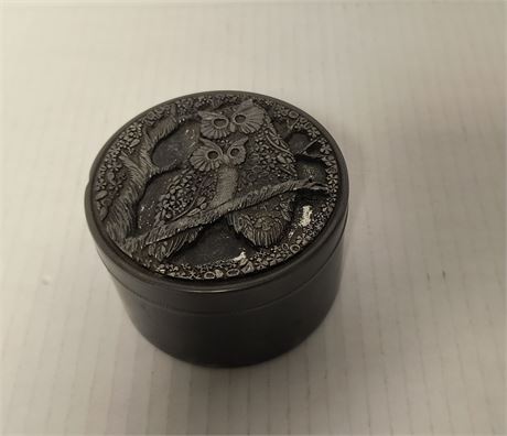 Vintage Decorative Pewter Top Tin