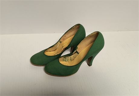 Vintage The Bride Beautiful Green High Heel Ladies Shoes