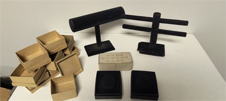 Lot Of Empty Jewelry Boxes & Jewelry Displays