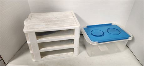 2 Small Plastic Storage Containers & Hardware