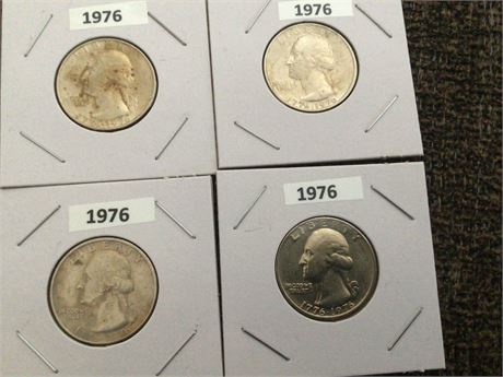 4 1976 Bicentennial Quarters