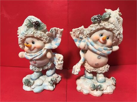 2 Snowmen Figurines