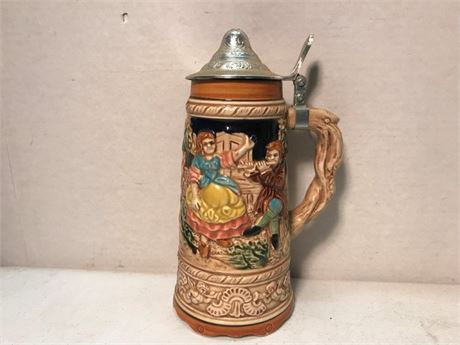Vintage German Style Music Box Beer Stein Japan