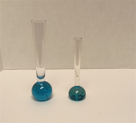 Bubble Art Glass Bud Vases