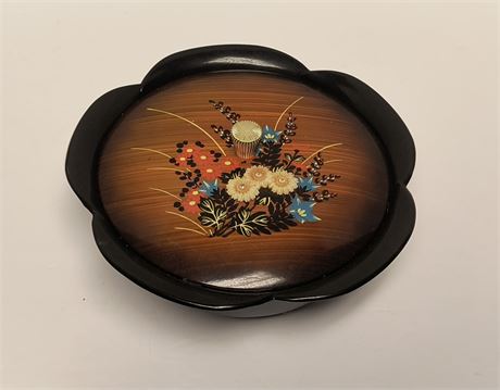 Vintage Japanese Lacquerware Serving Bowl With Lid